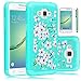 Core Prime Case, Elegant Choise Galaxy Prevail LTE Case Slim Dual Layer Armor Studded Rhinestone Bling Phone Case Cover with Flower Pattern for Samsung Galaxy Core Prime / Prevail LTE G360 (Turquoise)