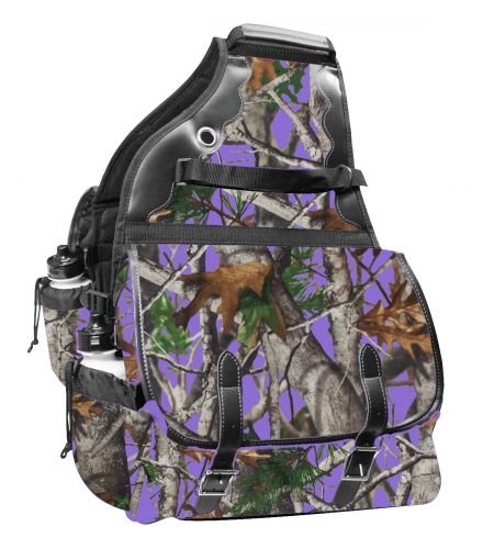Showman REAL OAK CAMOUFLAGE Deluxe Insulated Nylon Western Saddle Bag (Purple)