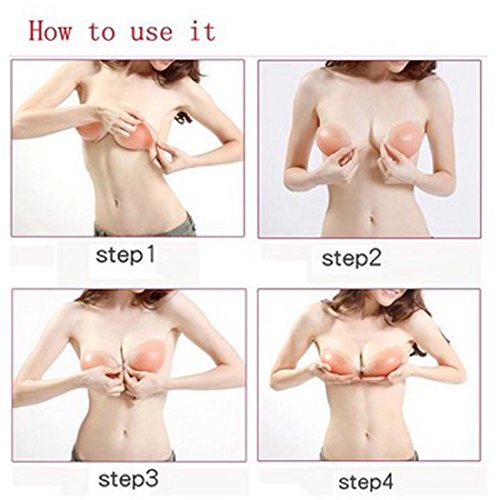 Breathable Strapless Self Adhesive Silicone Invisible Push-up Nipple Cover Nude Color