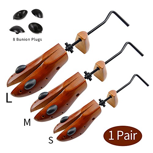 Agirlvct 2Pcs Cedar Wood Shoe Stretcher with Carrying Bag,Premium Professional 2-Way Wooden Shoe Tree Shaper for Length & Width Women Men Tight Shoes Wide Feet,Great Gift for Family(Small)