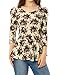 Allegra K Ladies Cute Flower Pattern Pleated Trim Slim Top Blouse M Beige