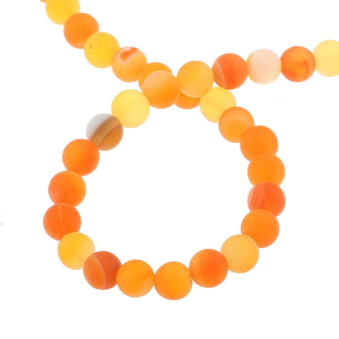 Natural Gemstone Stripes Lace Agate Beads, 8 mm 6 mm 4 mm, Polished and Matt, Round Shape for Bracelet, Chain Jewellery Making, Choice of Colours 8mm 15 Stück Topaz Orange Matt