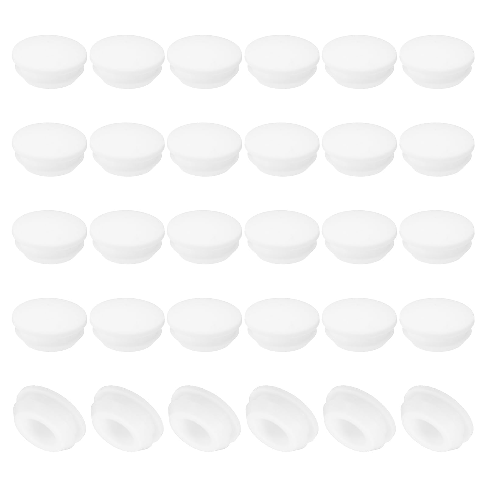 PATIKIL 12mm Diameter Silicone Round Snap, 30 Pcs in Type Locking Furniture Hole Plug Button Protective Cover Cap Head Fit for 2.5-12mm Hole for Seal Bulkhead Cylinder Hole, White