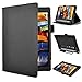 KuGi case for Lenovo Yoga Tab 3 8, Multi-Angle Stand Slim-Book PU Leather Cover Case with Hand Strap&Card Holder for Lenovo Yoga Tablet 3 8 inch Tablet. (Black)
