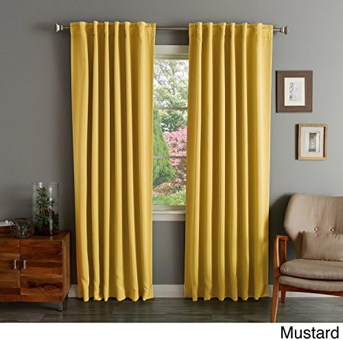 I Love Living Solid Insulated Thermal Blackout Curtain Panel Pair Mustard 52 x 108 108 Inches