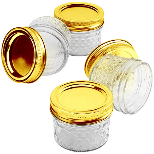 VERONES Mason Jars Canning Jars, 4 OZ Jelly Jars With Regular Lids and Bands, Ideal for Jam, Honey, Wedding Favors, Shower Favors, Baby Foods, DIY Magnetic Spice Jars, 40 PACK