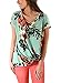 Dokotoo Womens Summer Casual Cotton Floral Print Blouse Tops for Work Green X-Large