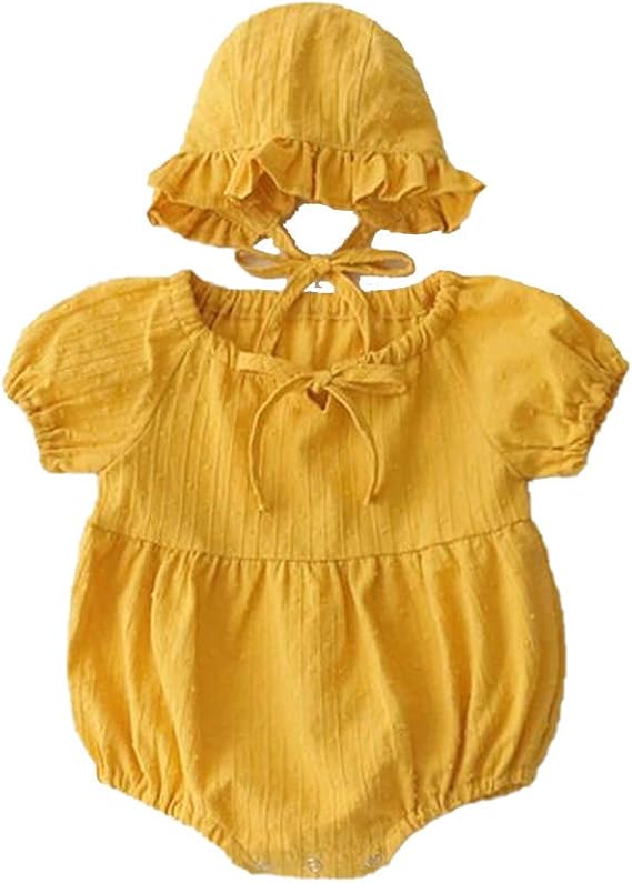Amazon Co Jp Rima ベビー服 夏 半袖 ロンパース 赤ちゃん服 ボディースーツ 肌着 パジャマ ルームウェア 女の子 綿 帽子付き かわいい 通気 柔らかい 撮影 服 ファッション小物