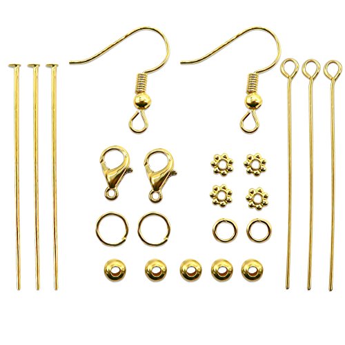 TOAOB Jewelery Making Starter Kits Gold Jump Ring Head Pins Eye Pins Earring Hook Findings - Thumbnail 3