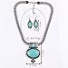 QIYUN.Z Women Girl Lady Girl Turquoise Oval Shape Charming Necklace Earrings Chain Set