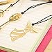 Mziart Set of 4 Fashion Metal Bookmarks with Leather String, Gold Plated, Great Gifts