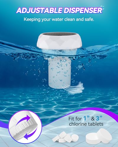 DoXtreme Solar Submersible Led Pool Lights with RGB Colour Changing, Solar Pool Light RF Remote Control with Cleaning Container, Submersible Pool Light Decoration for Garden and Pools
