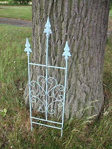 Traumschönes, Verziertes Rankgitter, Rankhilfe, Eisen, massiv, türkis – Bild 3