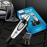 Nose Hair Trimmer for Men Women, POPPYO 2019 Professional Nose, Ear Hair Trimmer Clipper, Waterproof Stainless Steel Blade, Wet/Dry, Battery-Operated, All in 1 Hair Remover Set