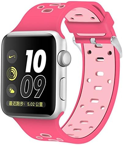 Smart Watch Sport Band 38mm, Viodo Soft Durable Breathable Silicone Replacement Strap Wristband with Quick Release Buckle for Apple iWatch Nike+, Series 2, Series 1, Sport, Edition Rose Red/Pink