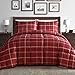 Comfy Bedding Luxurious Rose Red Plaid Down Alternative 2 Piece Comforter Set (Twin, Red)