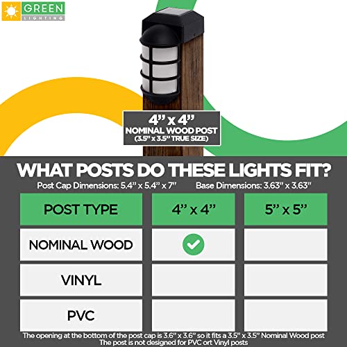 GreenLighting 4 Pack Marina Solar Post Cap Lights Metal Side Mount