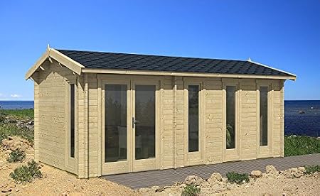 Gartenhaus Nice 40 Ferienhaus Blockhaus Holzhaus 300 X 575 Cm 40 Mm Amazon De Garten