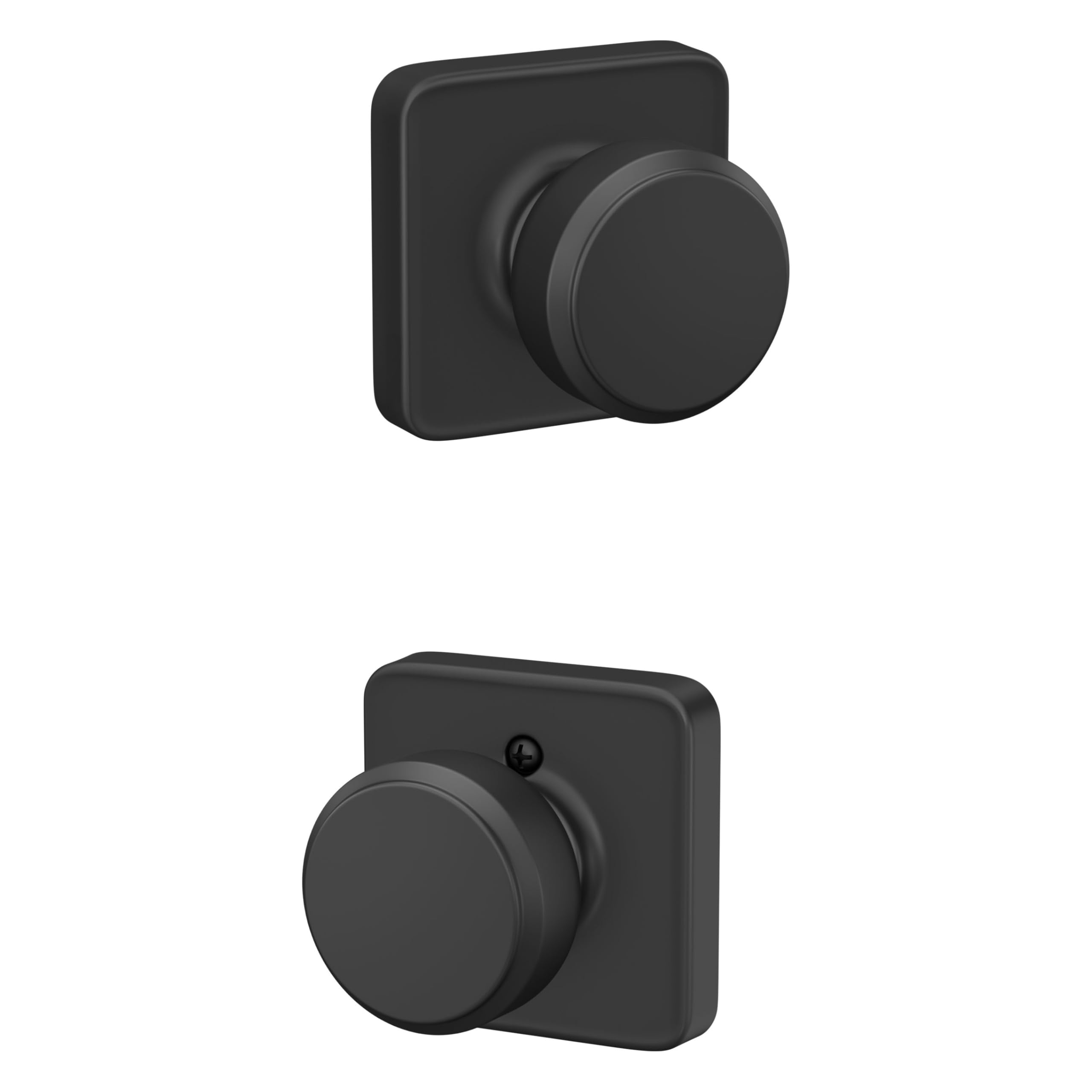Schlage F10 BWE 622 LFL Bowery Door Knob with Laflin Trim, Hall & Closet Passage Lock, Matte Black Image