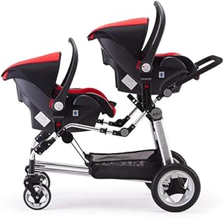 Kinderwagen - Leichte und tragbare Zwilling Hohe Landschaft Doppeltrolley Faltbarer Liegebett Doppelter Schlafkorb Doppelsitz,black