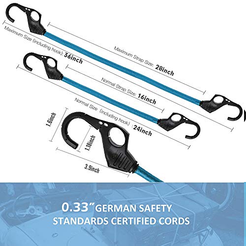 XSTRAP STANDARD 10 Pack Bungee Cords with FingerHole Hooks Ensures 3