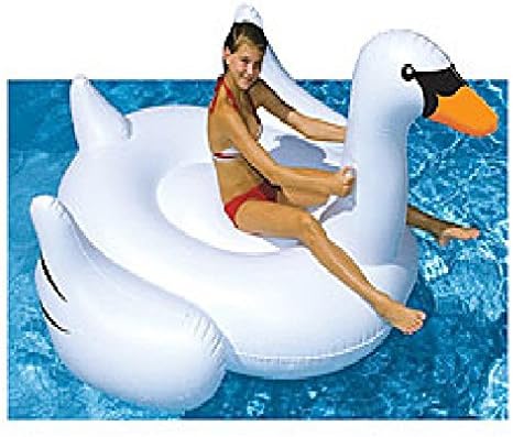 Swimline 90621 Giant Swan Inflatable Ride-On Swimming Pool Raft Float, White