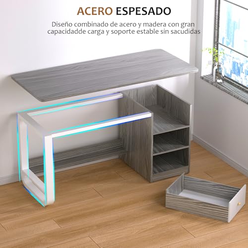 Escritorio de Oficina Minimalista,120CM Escritorio para Computadora con 3 Cajones y Estante,Escritorio de 50CM de Ancho,Escritorio de Estudio para Oficina en Casa,Estación de Trabajo Moderna