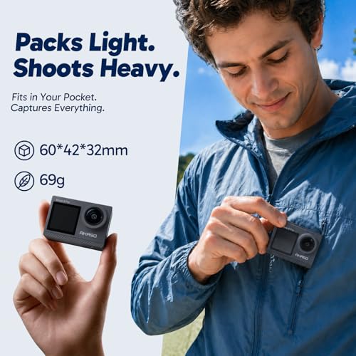 AKASO Brave 4 Pro (Versión para MX) Cámara de Acción 4K 20MP Cámara Deportiva EIS 5xZoom Doble Pantalla Cámara Acuática Sumergible 40M con Micrófono Externo Control Remoto 2 Baterías Kit de Accesorio