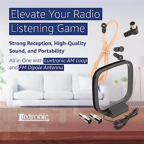 Luxtronic AM Loop Antenna And FM Dipole Antenna Kit Stereo System For