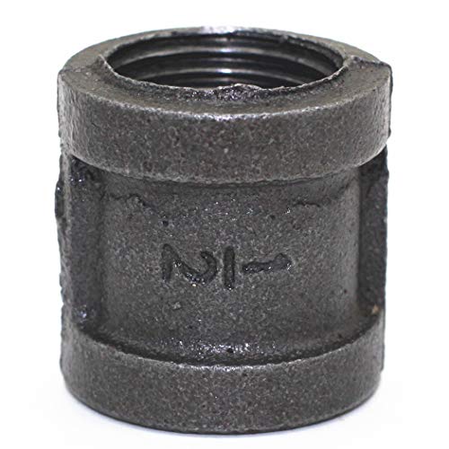 LONG TAO 1/2" Black Cast Pipe Fitting, Coupling,Threaded Pipe Nipples Industrial Piping Plumbing Supplies,10-Pack