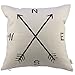 HOSL Retro Blend Linen Square Vintage Throw Pillow Case Shell Decorative Cushion Cover Pillowcase Compass about 17.3*17.3 Inch(44CM*44CM)