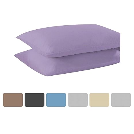 Kohsar Lilac Pillowcases 2 Pack Standard Easy Care Plain Dyed