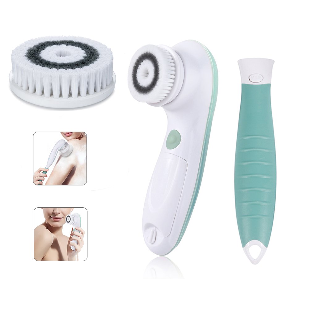TOUCHBeauty Facial&Body Cleansing Brush with Detachable Handle, Waterproof Bathing Brush Back Skin Cleasing Tool,2 PACK Brush Head for Face & Whole Body Skin Care TB-07599