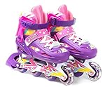 Titan Flower Princess Girls Inline Skates with LED Light-up Front Wheel and LED Laces, Multiple Size and Color Options