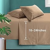 Manyshofu Extra Deep Pocket King Size Sheets - Hotel Luxury 1800 Thread Count Sheets & Pillowcases - Microfiber Bedding Set up to 24" Mattress - Khaki Bed Sheets 18-24 Inch Deep Pockets - 4 Piece