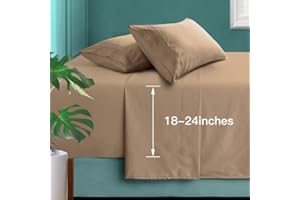Manyshofu Extra Deep Pocket Twin Sheets Set - Hotel Luxury 1800 Thread Count Sheets & Pillowcases - Kids Bedding Set up to 24" Mattress - Khaki Bed Sheets 18-24 Inch Deep Pockets - 3 Piece