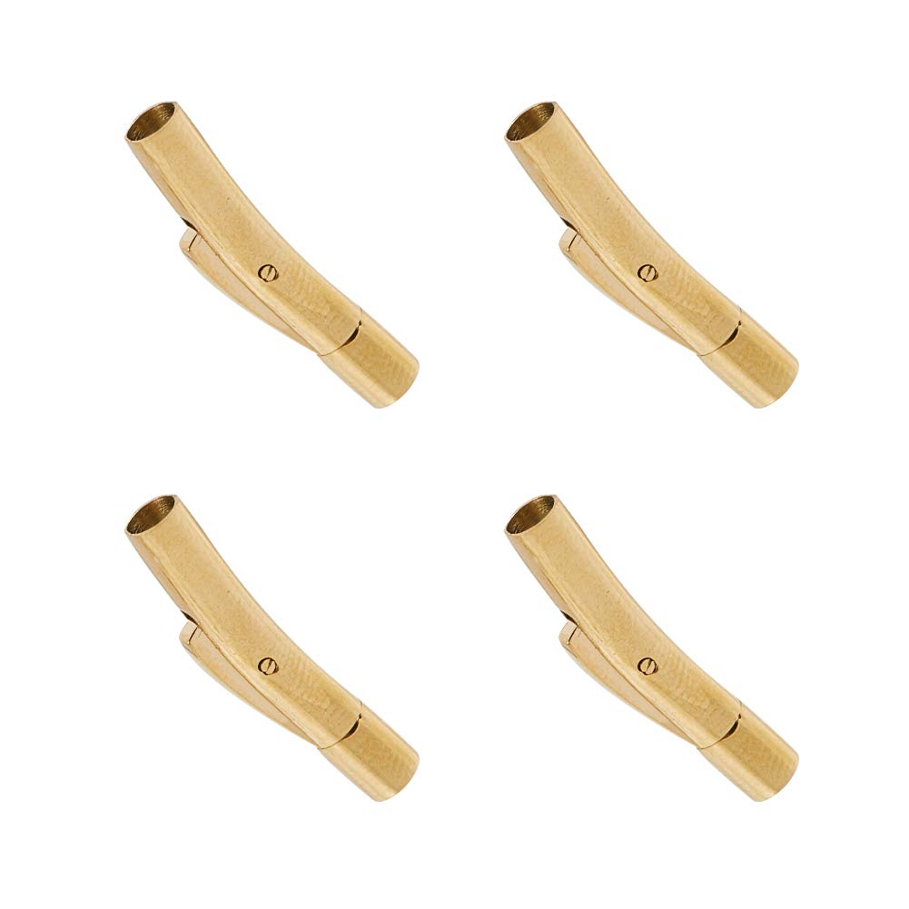 UNICRAFTALE 4 Sets Stainless Steel Golden Tube Bayonet Clasps for Bracelets Necklaces Jewelry Making
