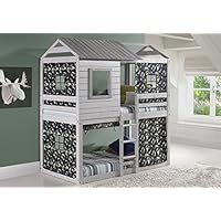 Custom Kids Furniture House Double Bunk Beds with Camouflage Tents - Free Storage Pockets