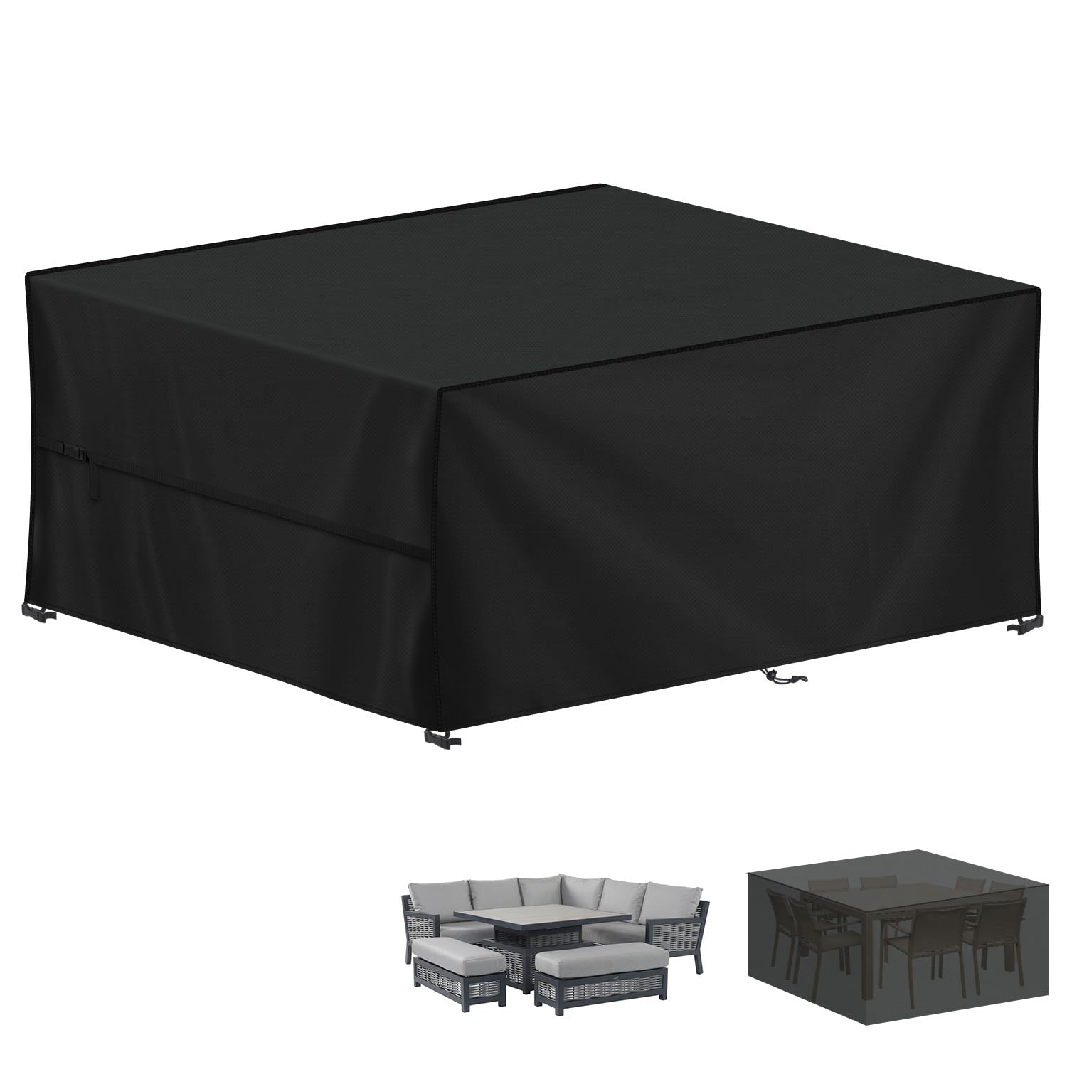 LAMUNI Large Garden Furniture Covers, 280x210x90cm Outdoor Garden Furniture Set Cover, 420D Oxford Patio Table Covers Waterproof Patio Furniture Covers for Outside Chair and Table Rattan Sofa Cover