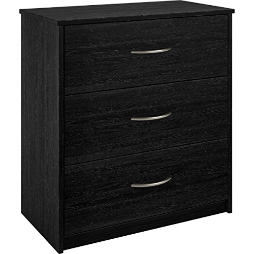 image for Mainstay 3-Drawer Black Ebony Ash Stylish Construction Metal Handles F
