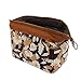 Makeup Bag/Travel Cosmetic Bags/Brush Pouch Toiletry Kit Fashion Women Jewelry Organizer with Zipper Portable Cube Flower Floral Purse (Brown)