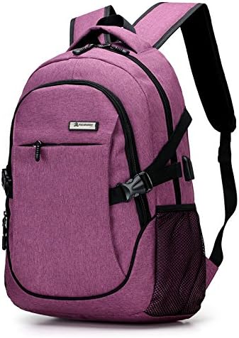 Mocha weir School 15.6 Inches Laptop Backpack with USB Charging Port (Pink)