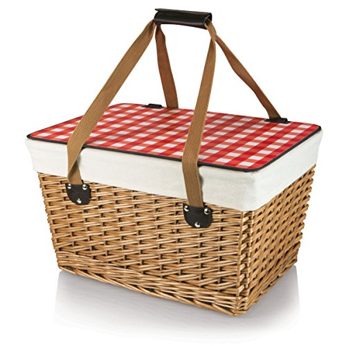 Picnic Time Canasta Basket with Red Check Lid Picnic Time Canasta Basket with Red Check Lid