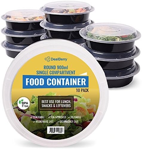 Lunch Boxes 10 Pack of Round BPA-Free Meal Prep Containers for Healthy Eating Stackable Microwavable On The Go Food Storage Bento Box