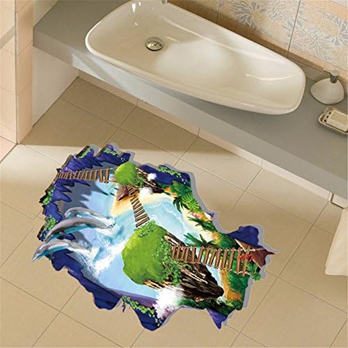 LAONA 3D sticker (Dolphin ladder bridge) removable room stickers on bathroom walls floor sticker (6090cm)