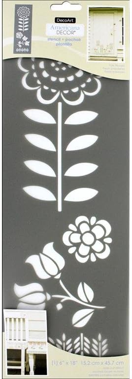 DecoArt Folk Flowers Americana Decor Stencil 6x18