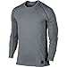Nike Mens Pro Cool Long Sleeve Training, Carbon Heather/Black/Black, Size Medium