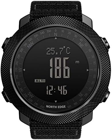 HXHH Outdoor Sports Multi-Function Digital Watch Running Swimming Altitude Barometer Compass Temperature Night Visible Waterproof 50M Military Military Watch,Black
