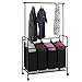 SONGMICS 4-Section Laundry Sorter, Rolling Laundry Cart with Hanging Bar, Laundry Organizer, Hampers for Laundry, Heavy-Duty, Lockable Wheels, 4 x 13.2 Gal., Black URLS44B