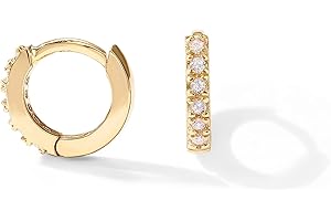 PAVOI 14K Gold Plated 925 Sterling Silver Posts Cubic Zirconia Mini Huggie Earrings for Women | Tiny Cartilage Helix Huggie Hoop Earrings